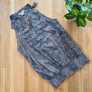 Charlotte Russe Animal Print Sleeveless Sheer Ruffle Top Size S